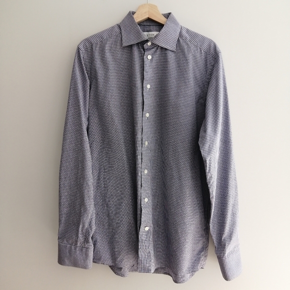 Eton Contemporary Fit Plaid Button Up Dress Shirt 16 Large - Picture 2 of 16